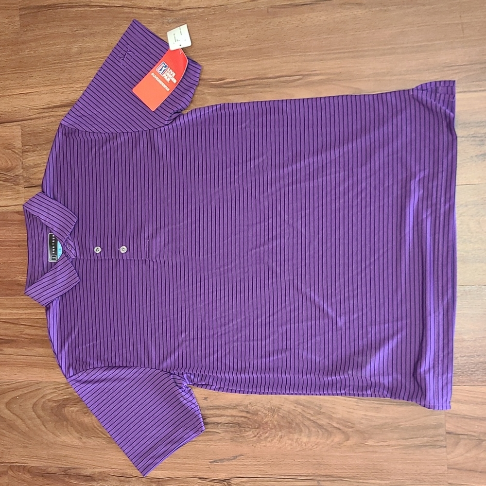 PGA Purple Black Striped Golf Shirt